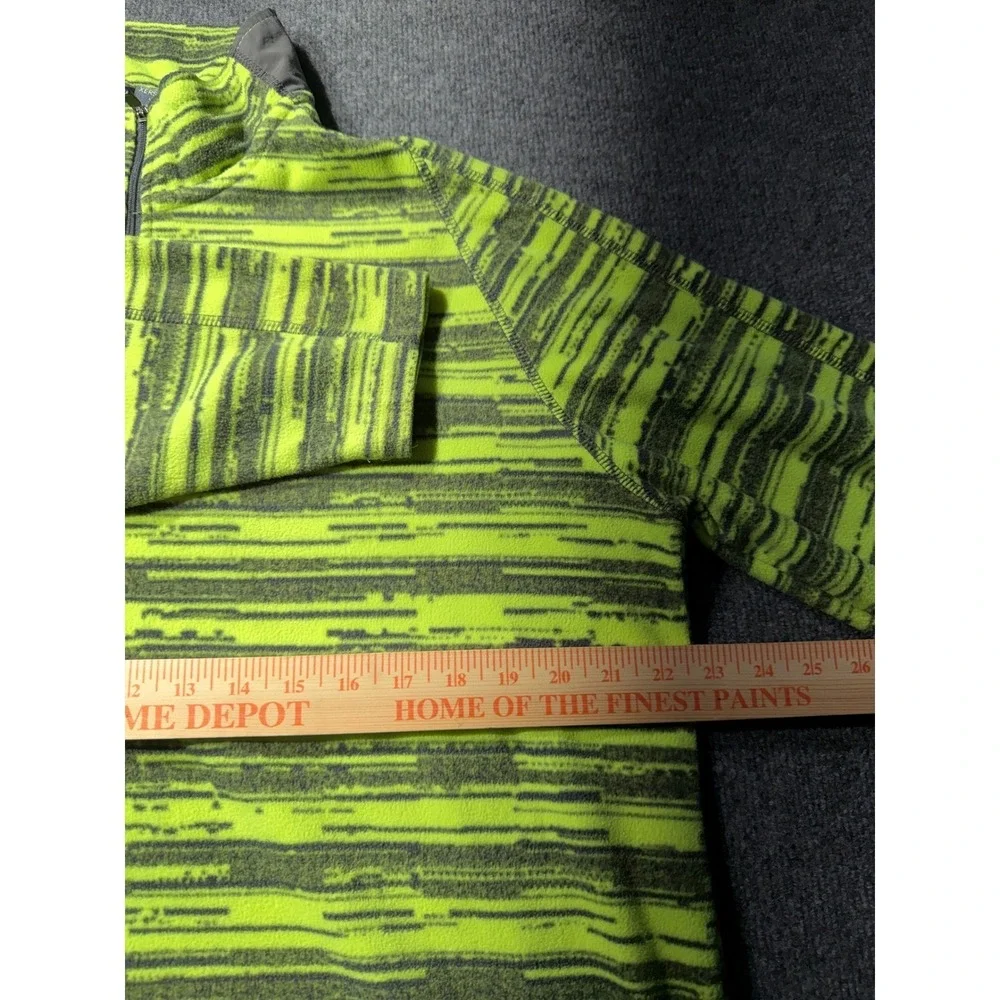 Xersion Mens XL Fleece Quarter Zip Pullover Neon Lime Green Space Dye Mock Neck